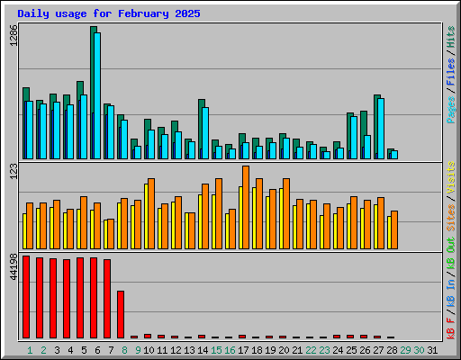 Daily usage for February 2025