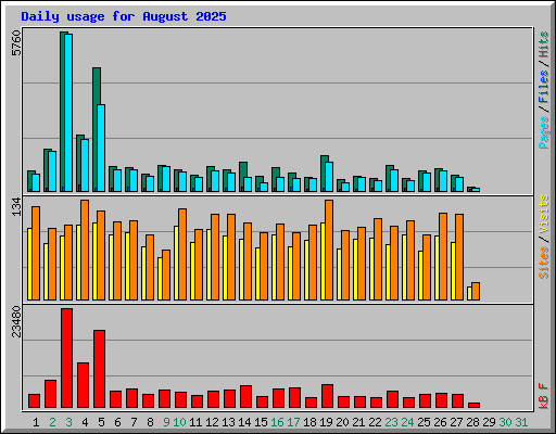 Daily usage for August 2025