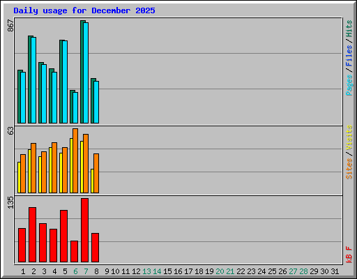 Daily usage for December 2025